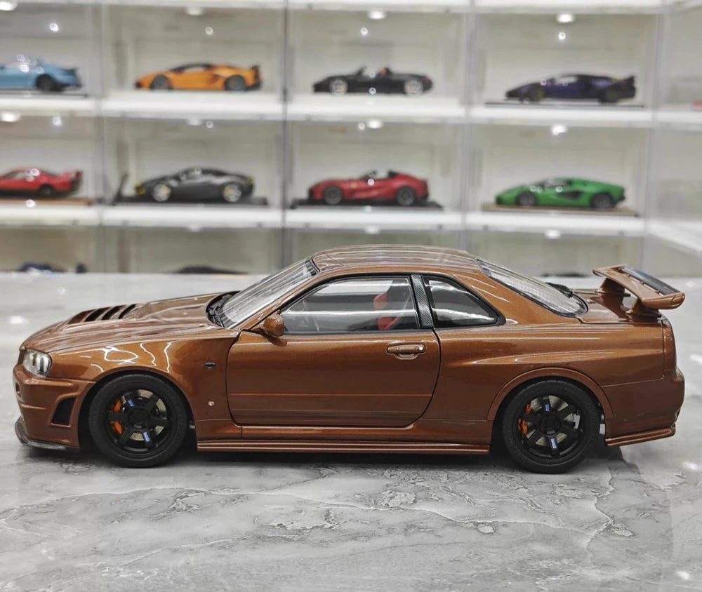 [MotorHelix] 1:18 Nissan 1999 Skyline GTR R34 Brown Model Car Die-Cast