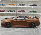 [MotorHelix] 1:18 Nissan 1999 Skyline GTR R34 Brown Model Car Die-Cast