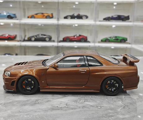 [MotorHelix] 1:18 Nissan 1999 Skyline GTR R34 Brown Model Car Die-Cast