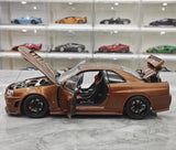 [MotorHelix] 1:18 Nissan 1999 Skyline GTR R34 Brown Model Car Die-Cast