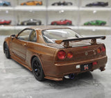 [MotorHelix] 1:18 Nissan 1999 Skyline GTR R34 Brown Model Car Die-Cast