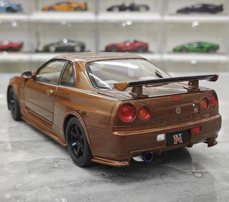 [MotorHelix] 1:18 Nissan 1999 Skyline GTR R34 Brown Model Car Die-Cast