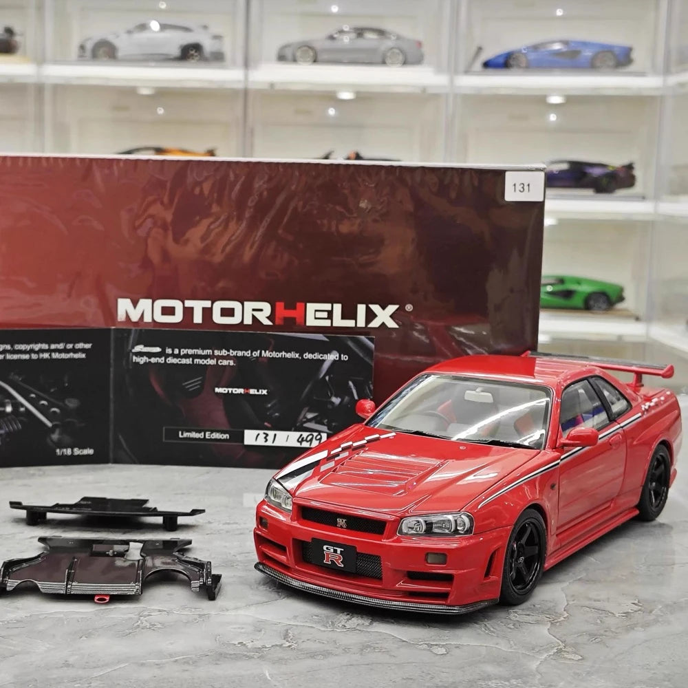 [MotorHelix] 1:18 Nissan 1999 Skyline GTR R34 Red Model Car Die-Cast