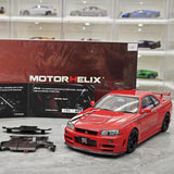 [MotorHelix] 1:18 Nissan 1999 Skyline GTR R34 rosso modellino di auto Die-Cast