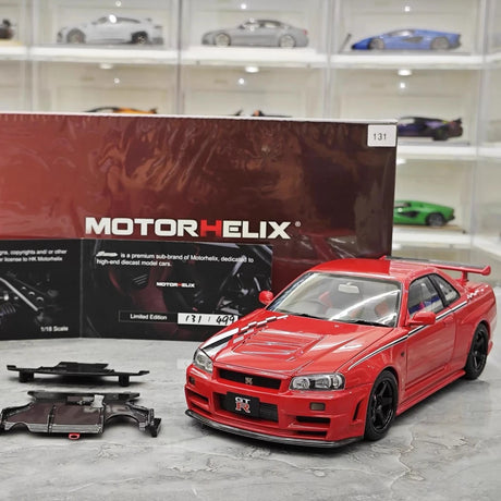 [MotorHelix] 1:18 Nissan 1999 Skyline GTR R34 Red Model Car Die-Cast