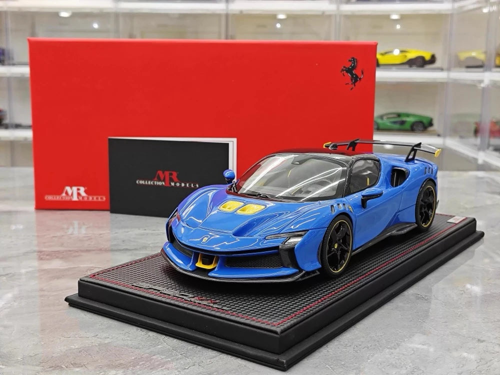 [MR Collection] 1:18 Ferrari 2023 SF90 XX Stradale Glossy Blue & Yellow Model Car Resin