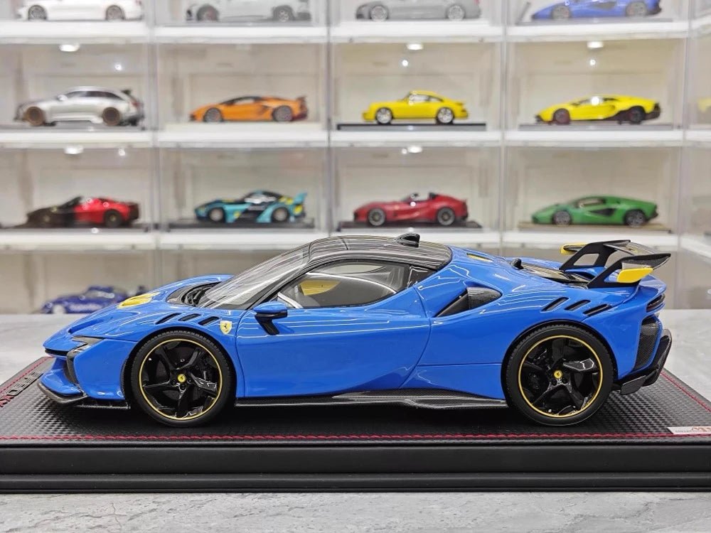 [MR Collection] 1:18 Ferrari 2023 SF90 XX Stradale Glossy Blue & Yellow Model Car Resin