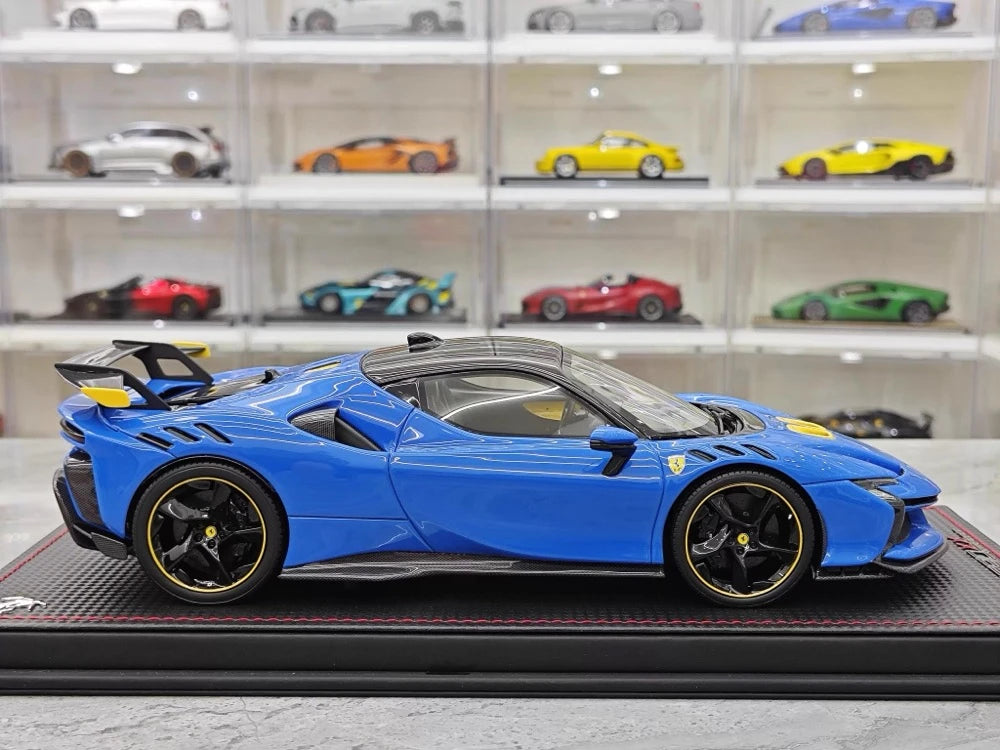 [MR Collection] 1:18 Ferrari 2023 SF90 XX Stradale Glossy Blue & Yellow Model Car Resin