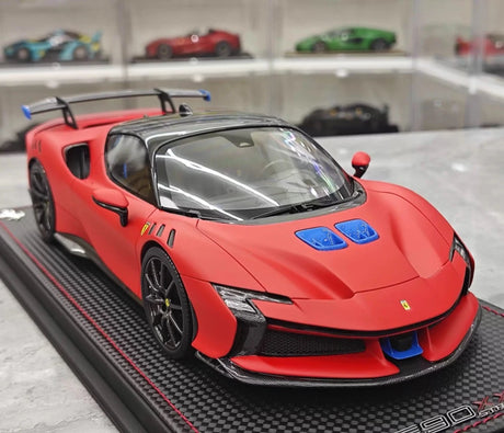 [MR Collection] 1:18 Ferrari 2023 SF90 XX Stradale mat rood & blauw modelauto Hars