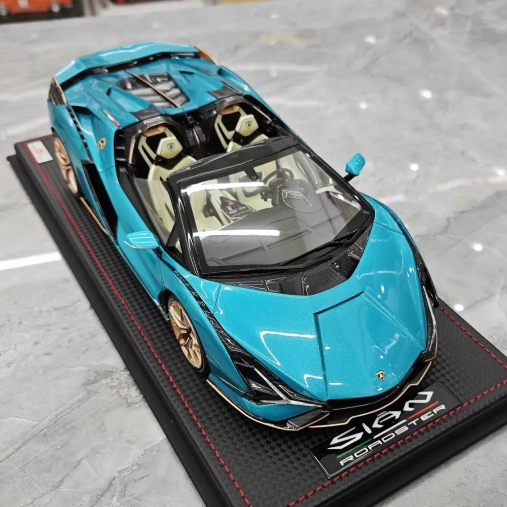 [MR Collection] 1:18 Lamborghini 2020 Sian Roadster Blue Model Car Resin