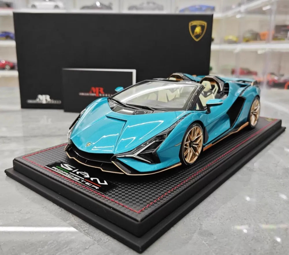 [MR Collection] 1:18 Lamborghini 2020 Sian Roadster Blue Model Car Resin