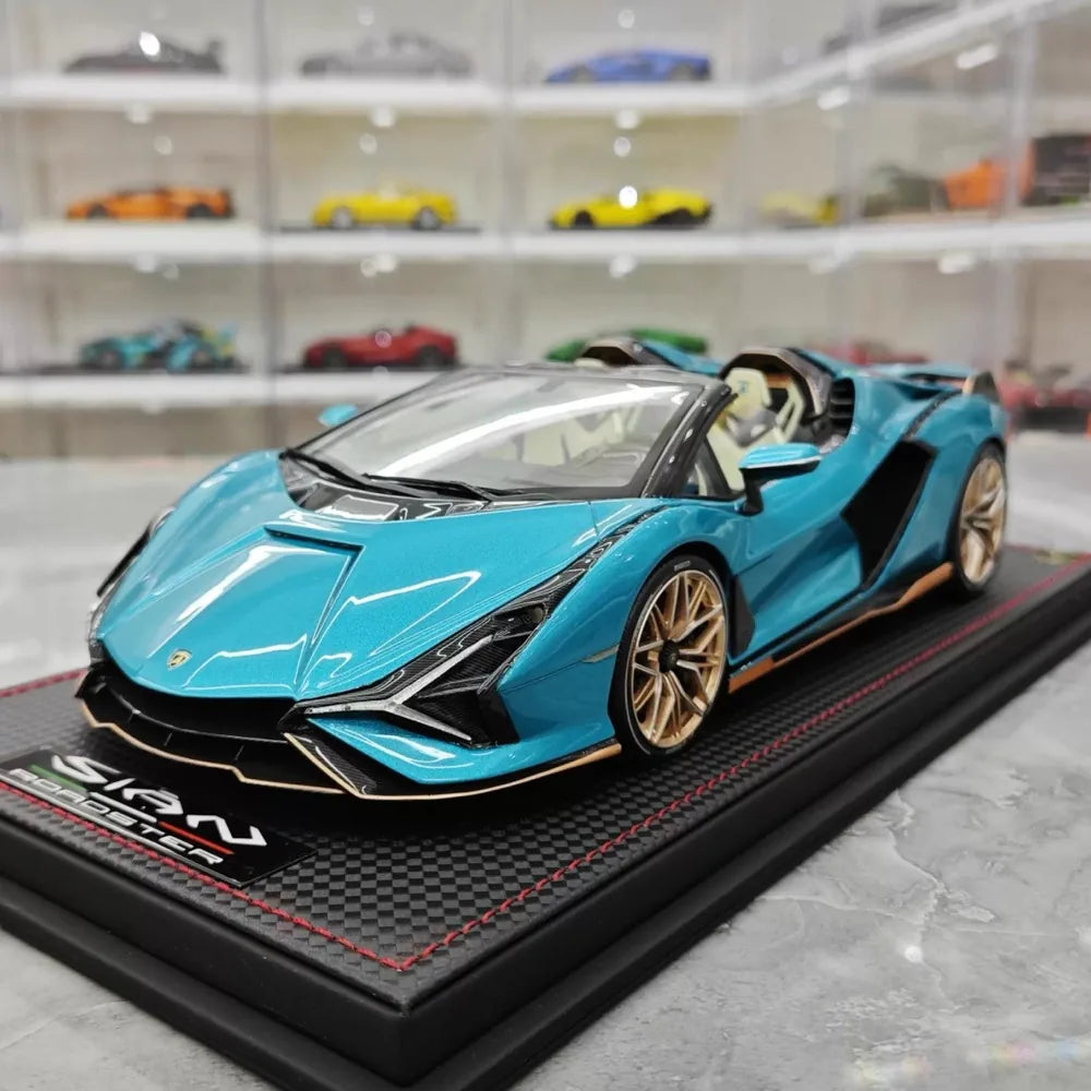 [MR Collection] 1:18 Lamborghini 2020 Sian Roadster Blue Model Car Resin