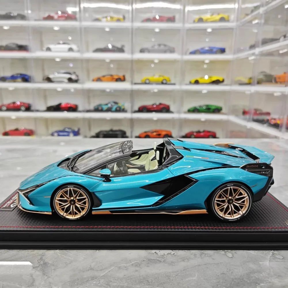 [MR Collection] 1:18 Lamborghini 2020 Sian Roadster Blue Model Car Resin