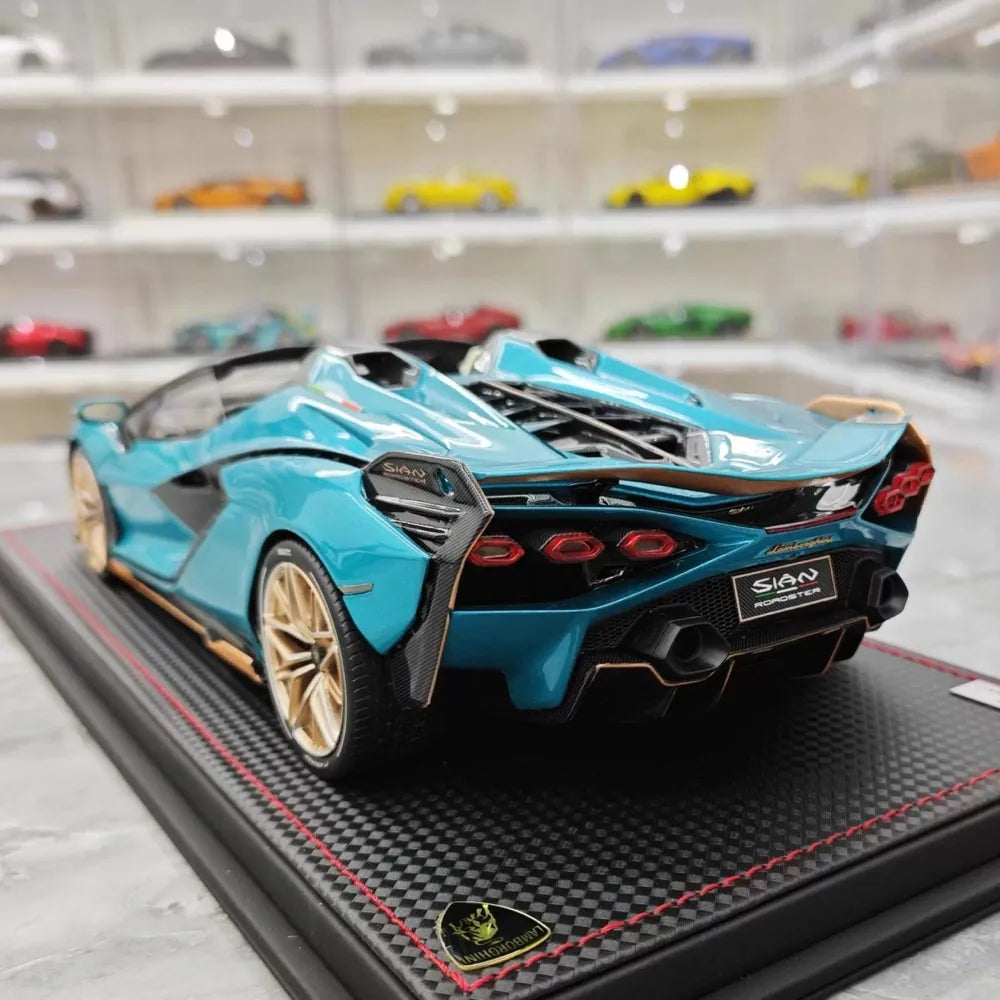 [MR Collection] 1:18 Lamborghini 2020 Sian Roadster Blue Model Car Resin