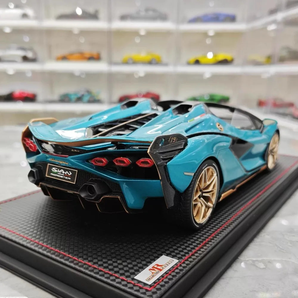 [MR Collection] 1:18 Lamborghini 2020 Sian Roadster Blue Model Car Resin