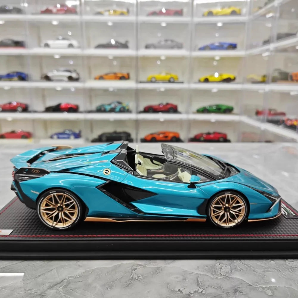[MR Collection] 1:18 Lamborghini 2020 Sian Roadster Blue Model Car Resin