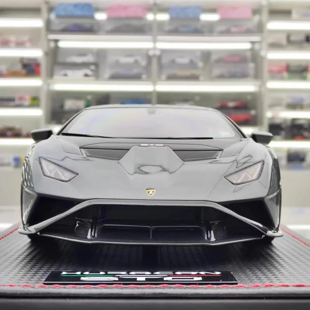 [MR Collection] 1:18 Lamborghini 2021 Huracan STO grigio modellino di auto resina