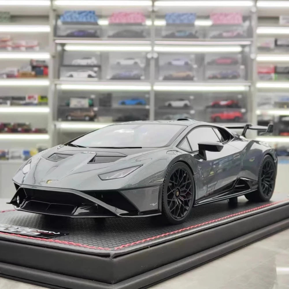 [MR Collection] 1:18 Lamborghini 2021 Huracan STO grigio modellino di auto resina