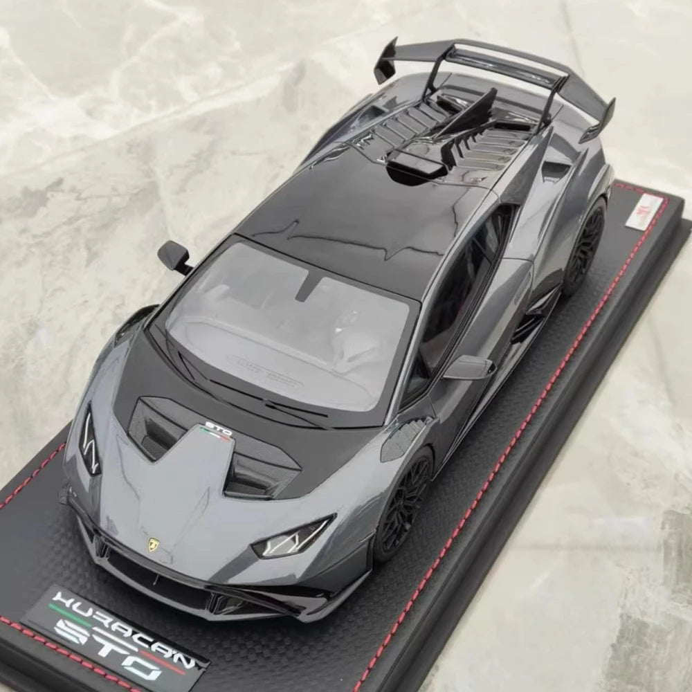 [MR Collection] 1:18 Lamborghini 2021 Huracan STO grigio modellino di auto resina