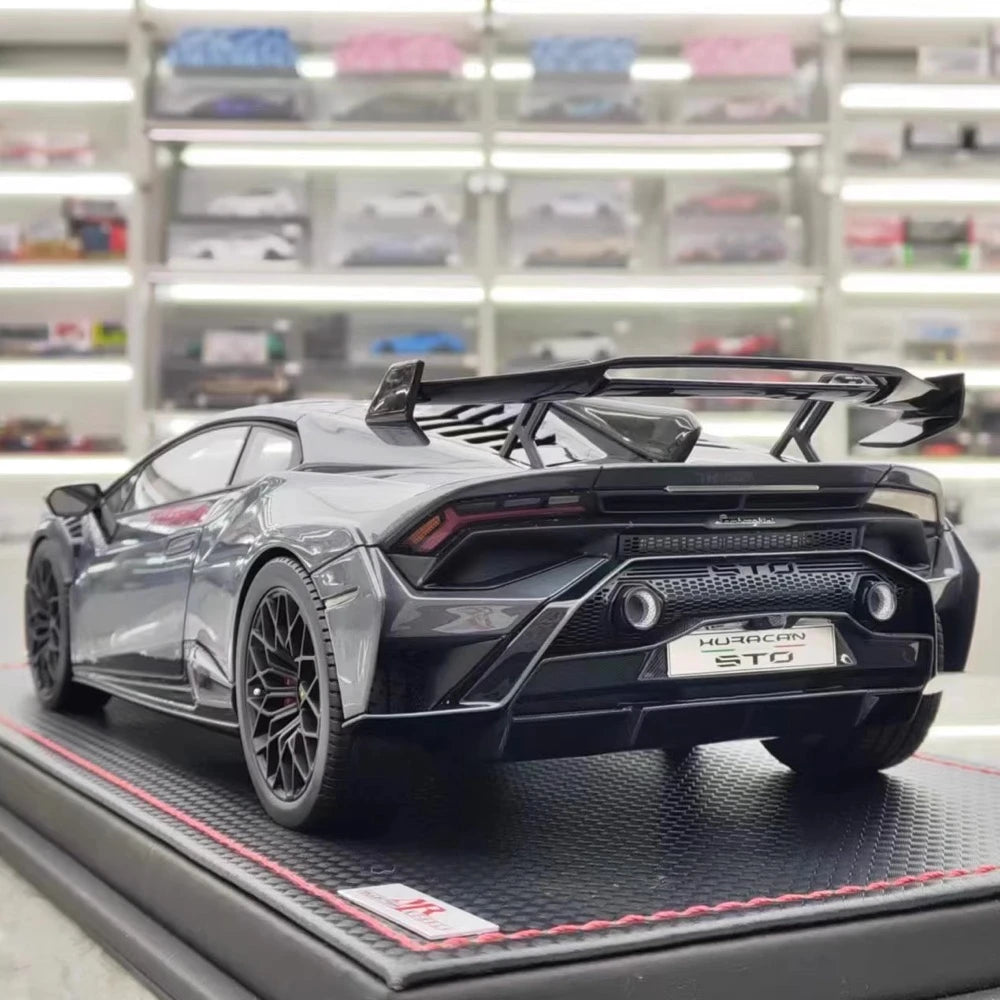[MR Collection] 1:18 Lamborghini 2021 Huracan STO grigio modellino di auto resina