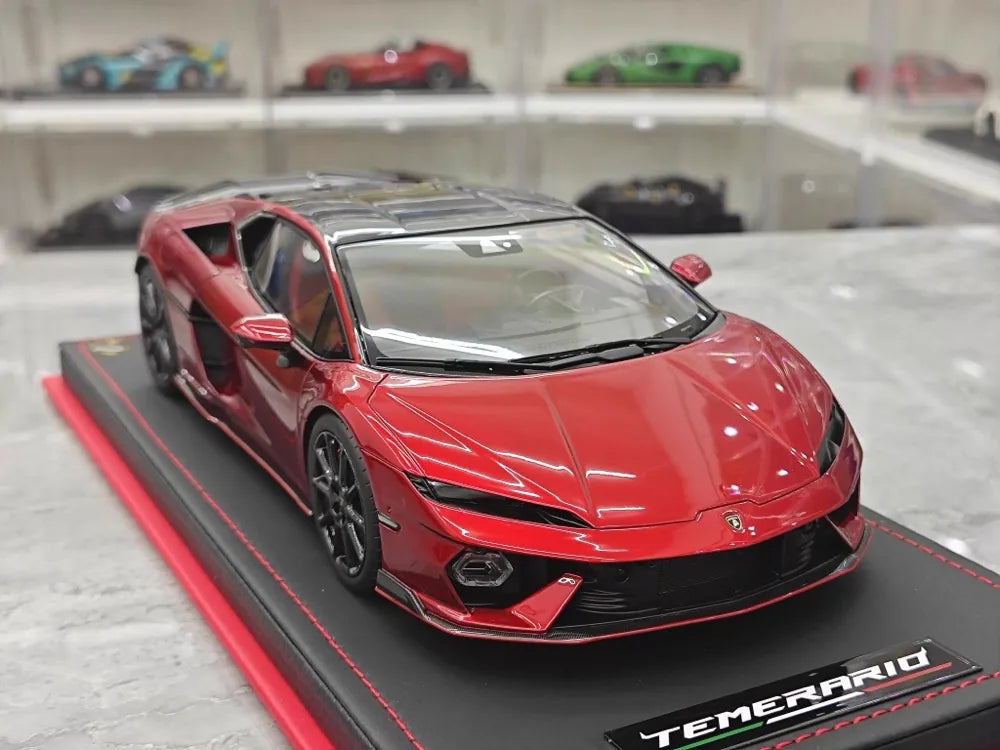 [MR Collection] 1:18 Lamborghini 2024 Temerario rosso modellino di auto resina