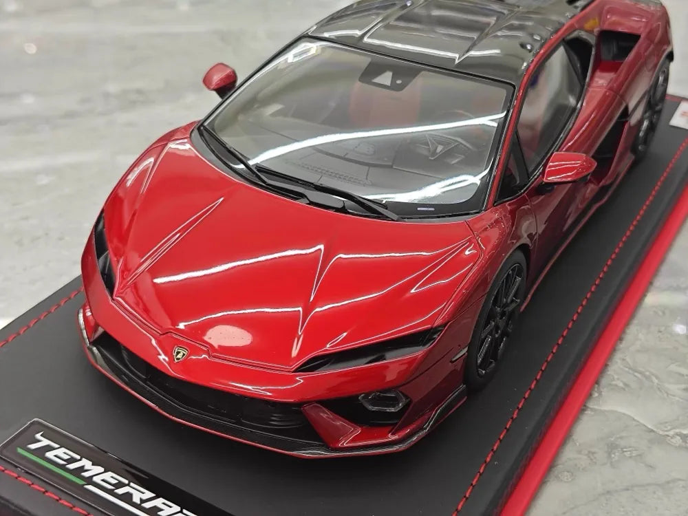 [MR Collection] 1:18 Lamborghini 2024 Temerario rosso modellino di auto resina