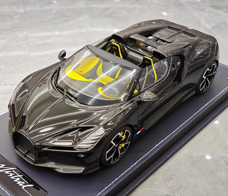 [MR Collection] 1:18 Bugatti W16 Mistral Roadster zwart modelauto Hars
