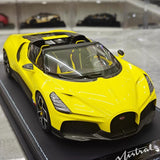 [MR Collection] 1:18 Bugatti W16 Mistral Roadster Yellow Model Car Resin
