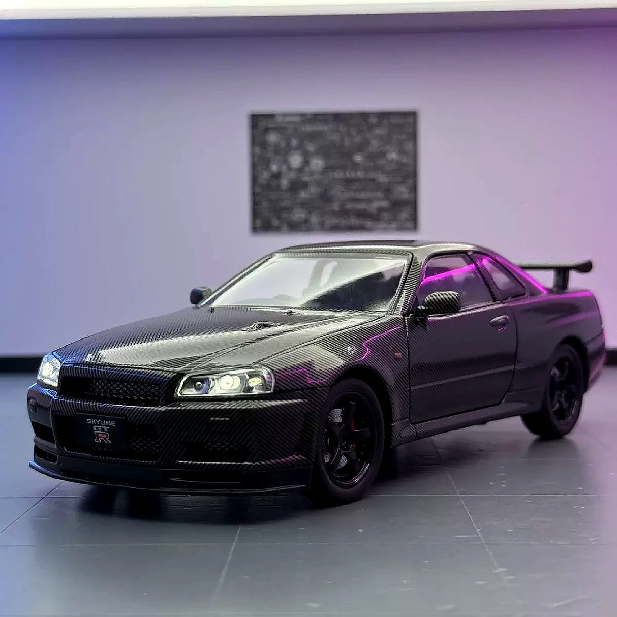 Nissan 1999 Skyline GT-R R34 zwart 1:24 – diecast displaymodel