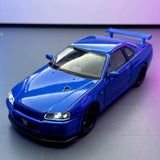 Nissan 1999 Skyline GT-R R34 blauw 1:24 – diecast displaymodel