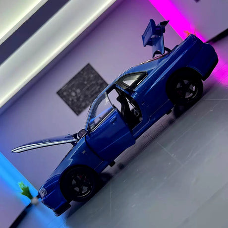 Nissan 1999 Skyline GT-R R34 blauw 1:24 – diecast displaymodel
