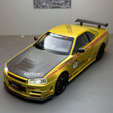 Nissan 1999 Skyline GT-R R34 goud 1:24 – diecast displaymodel