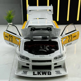 Nissan 1999 Skyline GT-R R34 LBWK wit #23 1:24 diecast displaymodel - aanzicht 2