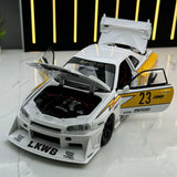 Nissan 1999 Skyline GT-R R34 LBWK wit #23 1:24 diecast displaymodel - aanzicht 4