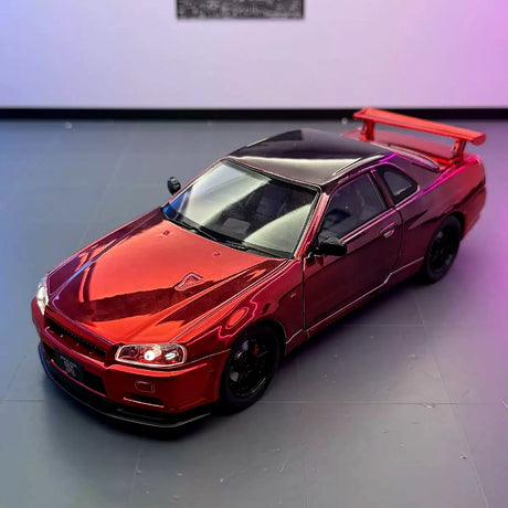 Nissan 1999 Skyline GT-R R34 Metallic rood 1:24 – diecast displaymodel