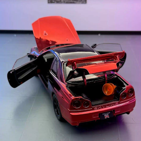 Nissan 1999 Skyline GT-R R34 Metallic rood 1:24 – diecast displaymodel