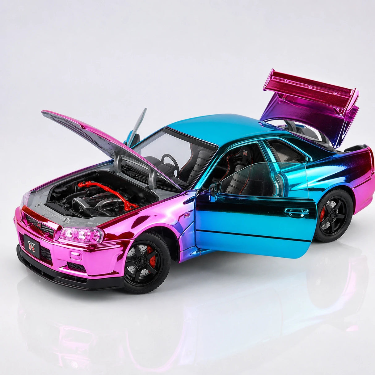 Nissan 1999 Skyline GT-R R34 roze Gradient 1:24 – diecast displaymodel