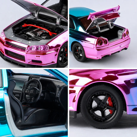 Nissan 1999 Skyline GT-R R34 roze Gradient 1:24 – diecast displaymodel