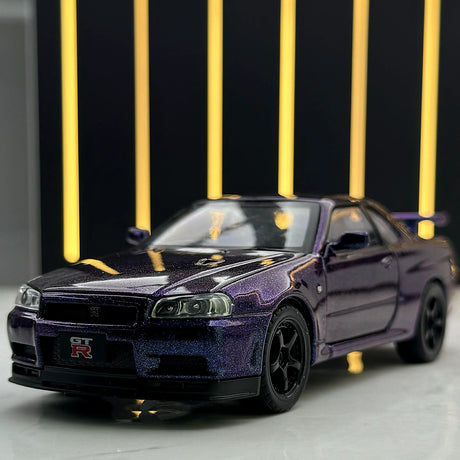 Nissan 1999 Skyline GT-R R34 paars 1:24 – diecast displaymodel