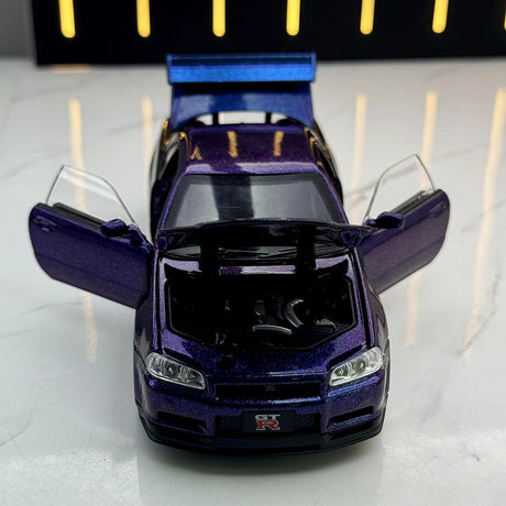 Nissan 1999 Skyline GT-R R34 paars 1:24 – diecast displaymodel