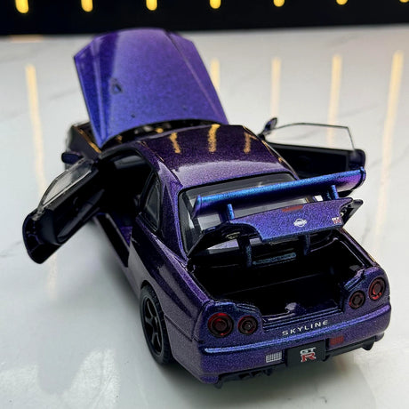 Nissan 1999 Skyline GT-R R34 paars 1:24 – diecast displaymodel