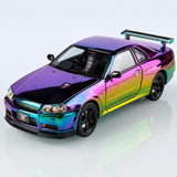 Nissan 1999 Skyline GT-R R34 paars Gradient 1:24 – diecast displaymodel