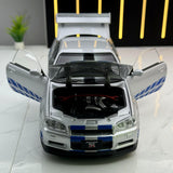 Nissan 1999 Skyline GT-R R34 zilver 1:24 – diecast displaymodel