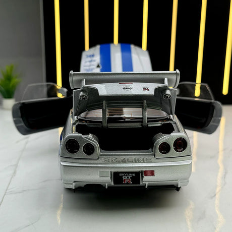 Nissan 1999 Skyline GT-R R34 zilver 1:24 – diecast displaymodel