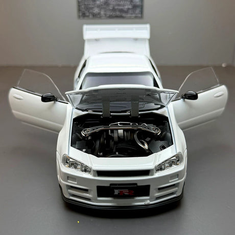Nissan 1999 Skyline GT-R R34 wit 1:24 – diecast displaymodel