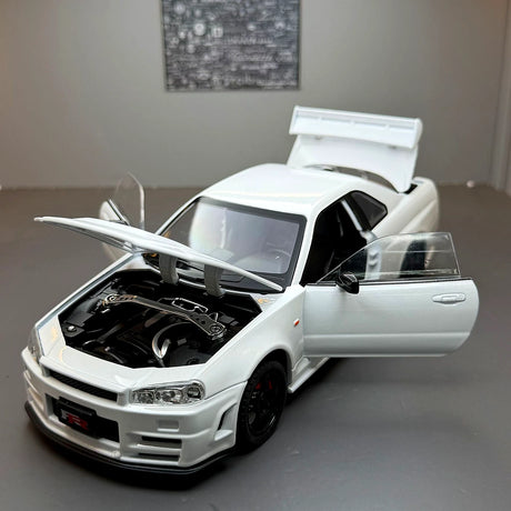 Nissan 1999 Skyline GT-R R34 wit 1:24 – diecast displaymodel