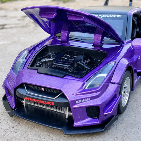 Nissan 2017 GT-R R35 LB Performance lila 1:32 – pressgjuten visningsmodell