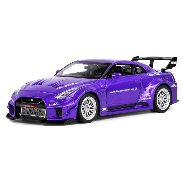 Nissan 2017 GT-R R35 LB Performance lila 1:32 – pressgjuten visningsmodell