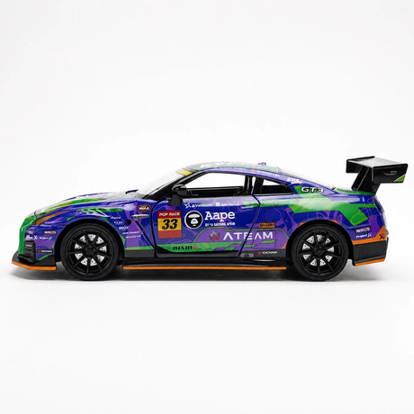 Nissan 2017 GT-R R35 Rennlackierung Lila Aape-Lackierung 1:32 – Druckguss-Displaymodell Zinkguss