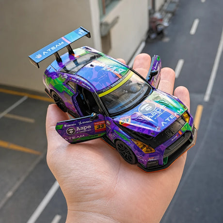 Nissan 2017 GT-R R35 Rennlackierung Lila Aape-Lackierung 1:32 – Druckguss-Displaymodell Zinkguss